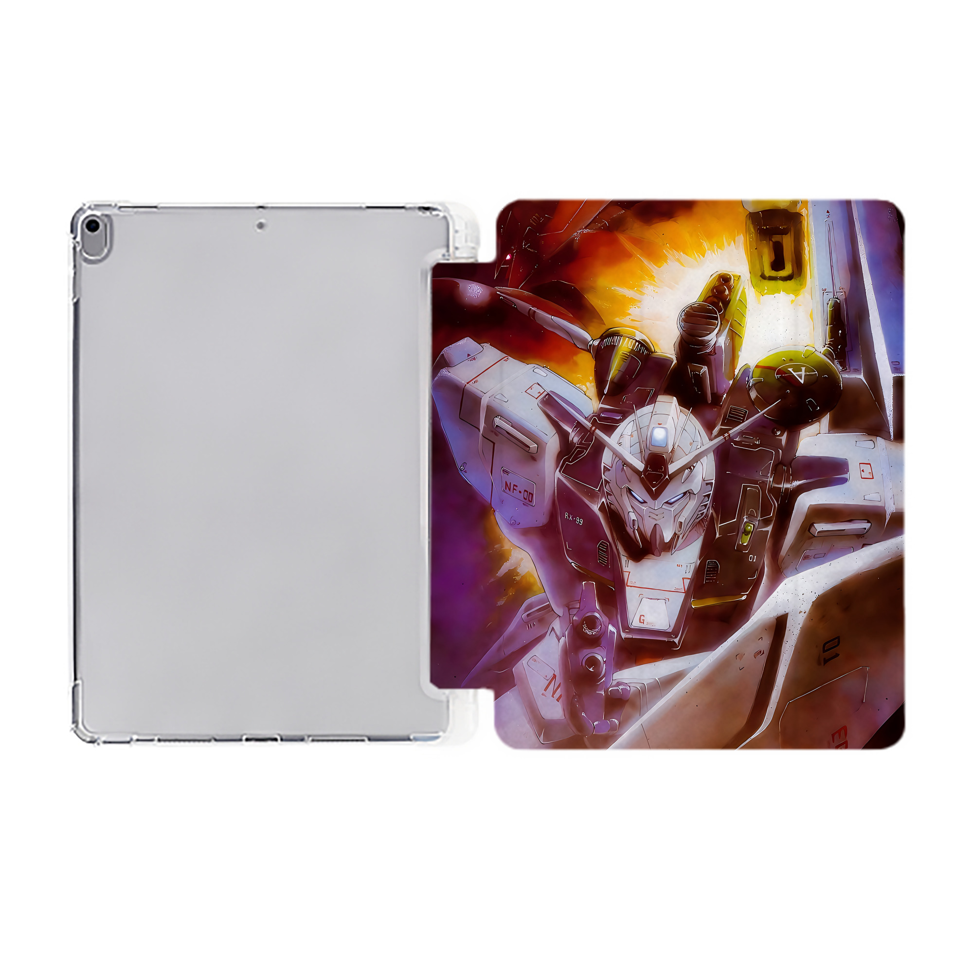 （画像用） 機動戦士ガンダム Mobile Suit Gundam IPad ケース ペン収納付き 三つ折りスタンド PUレザー×シリコン 対応機種9.5/10.5/10.9インチ